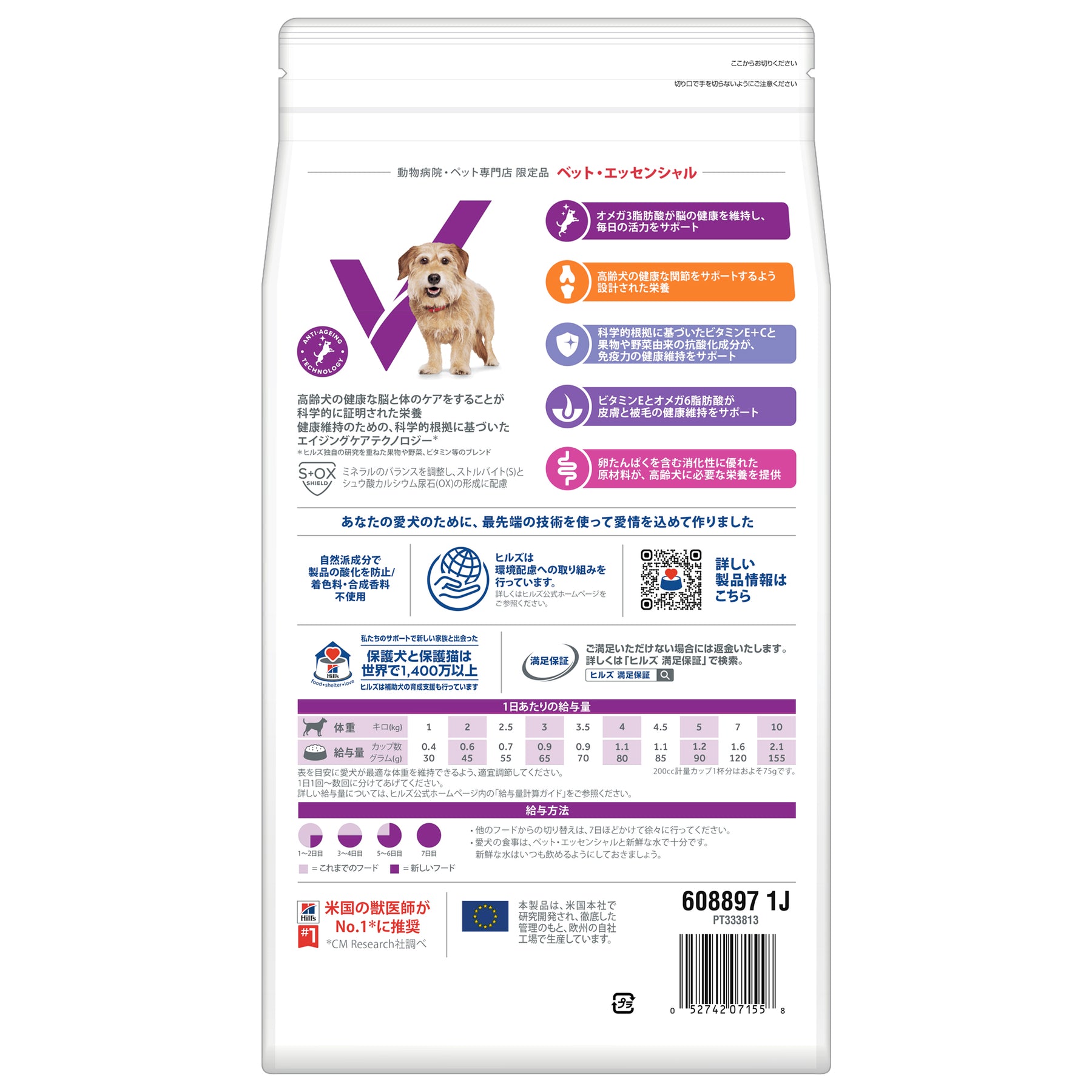 マルチケア+シニア健康サポート (避妊・去勢後にも) 高齢犬 7歳以上 小型犬用 超小粒 総合栄養食 （ヒルズ サイエンス・ダイエット ベット・エッセンシャル ）
